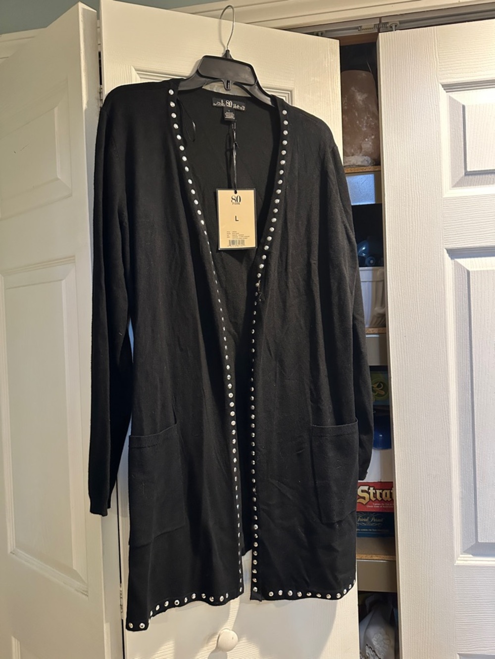 Long Black Sweater with Rhinestones